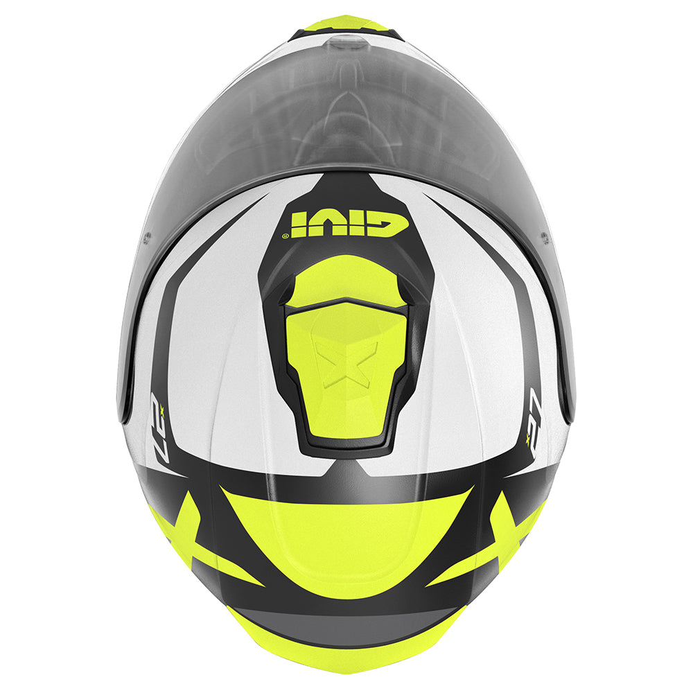 Givi X27 Dimension HX27FDMWY casco modulare bianco/nero opaco/giallo fluo – vista dall'alto