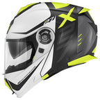 Givi X27 Dimension HX27FDMWY casco modulare bianco/nero opaco/giallo fluo – vista laterale