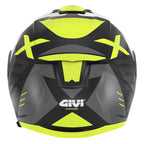 Givi X27 Dimension HX27FDMWY casco modulare bianco/nero opaco/giallo fluo – vista posteriore