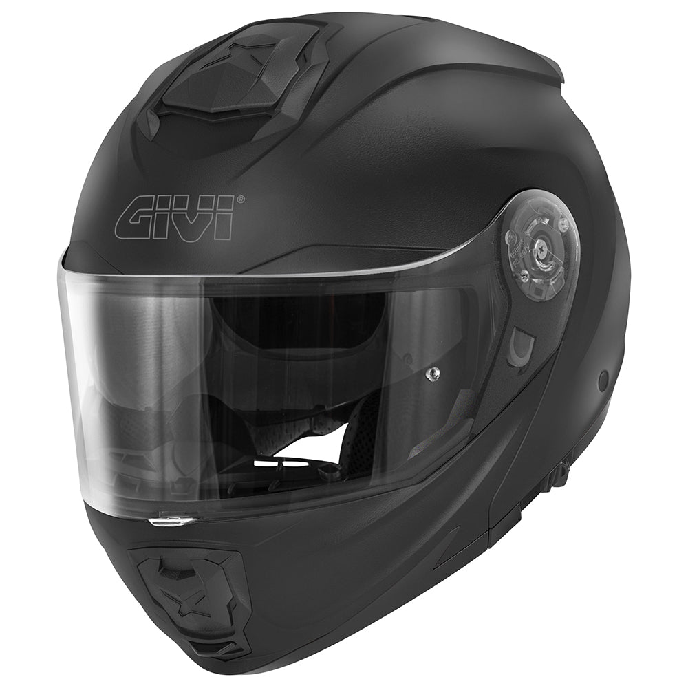 Givi X27 Solid Color HX27BN900 casco modulare nero opaco – vista di tre quarti anteriore