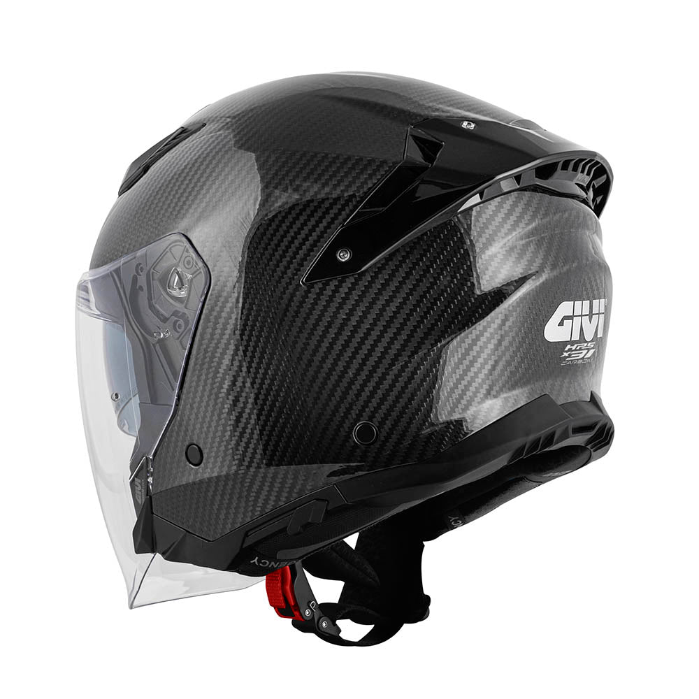 Givi X31 Carbon Solid Color HX31CCRSD casco jet carbonio lucido – vista di tre quarti posteriore