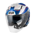 Givi X31 Impact HX31FMPWL casco jet bianco/blu/rosso – vista di tre quarti anteriore
