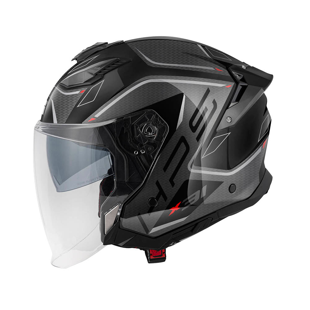 Givi X31 Impact HX31FMPBS casco jet nero/titanio/argento – vista laterale