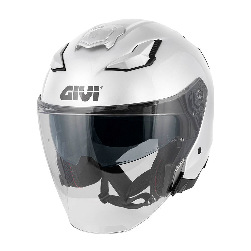 Givi X31 Solid Color HX31BB910 casco jet bianco lucido – vista di tre quarti anteriore