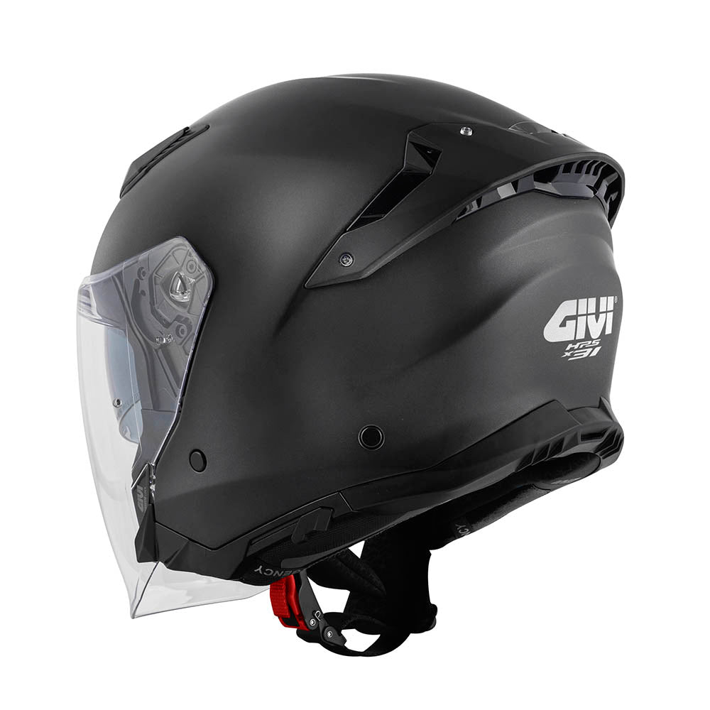 Givi X31 Solid Color HX31BN900 casco jet nero opaco – vista di tre quarti posteriore