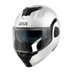 Givi X36 Fiber HX36SB910 casco modulare bianco lucido – vista di tre quarti anteriore