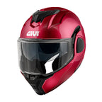 Givi X36 Fiber HX36SR366 casco modulare bordeaux metallizzato – vista di tre quarti anteriore