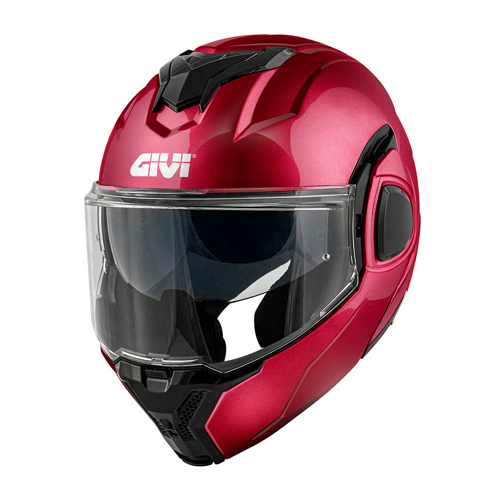 Givi X36 Fiber HX36SR366 casco modulare bordeaux metallizzato – vista di tre quarti anteriore