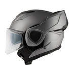 Givi X36 Fiber HX36SG768 casco modulare titanio opaco – vista laterale con mentoniera ribaltata