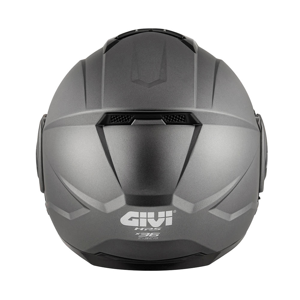 Givi X36 Fiber HX36SG768 casco modulare titanio opaco – vista posteriore