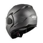 Givi X36 Fiber HX36SG768 casco modulare titanio opaco – vista di tre quarti posteriore