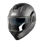 Givi X36 Fiber HX36SG768 casco modulare titanio opaco – vista di tre quarti anteriore
