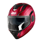 Givi X36 Fiber Pulse HX36RPLRX casco modulare bordeaux/nero/argento – vista di tre quarti anteriore