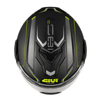 Givi X36 Fiber Pulse HX36RPLBY casco modulare nero opaco/titanio/giallo – vista dall'alto