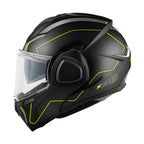 Givi X36 Fiber Pulse HX36RPLBY casco modulare nero opaco/titanio/giallo – vista laterale