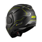 Givi X36 Fiber Pulse HX36RPLBY casco modulare nero opaco/titanio/giallo – vista posteriore