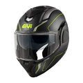 Givi X36 Fiber Pulse HX36RPLBY casco modulare nero opaco/titanio/giallo – vista di tre quarti anteriore