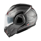 Givi X36 Fiber Pulse HX36RPLTR casco modulare titanio opaco/nero/rosso – vista laterale