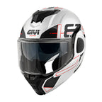 Givi X36 Vertigo HX36FVRWB casco modulare bianco/nero/rosso – vista di tre quarti anteriore