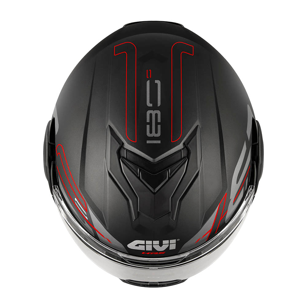 Givi X36 Vertigo HX36FVRBR casco modulare nero opaco/titanio/rosso – vista dall'alto