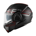 Givi X36 Vertigo HX36FVRBR casco modulare nero opaco/titanio/rosso – vista laterale