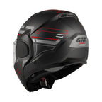 Givi X36 Vertigo HX36FVRBR casco modulare nero opaco/titanio/rosso – vista posteriore