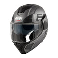 Givi X36 Vertigo HX36FVRTB casco modulare titanio opaco/nero/argento/rosso – vista di tre quarti anteriore