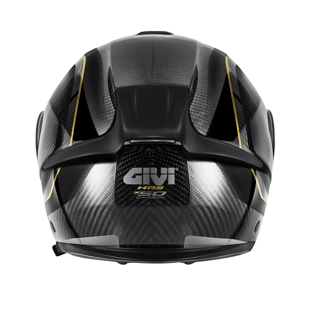 Givi X50 Carbon HX50DCRBN casco modulare carbonio nero/oro – vista posteriore