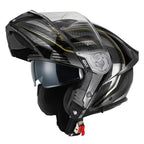 Givi X50 Carbon HX50DCRBN casco modulare carbonio nero/oro – vista di tre quarti con mentoniera aperta