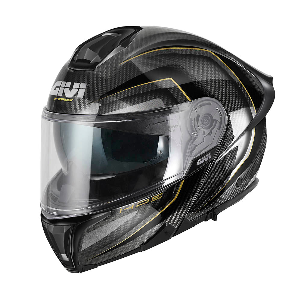 Givi X50 Carbon HX50DCRBN casco modulare carbonio nero/oro – vista di tre quarti anteriore