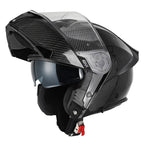Givi X50 Carbon Solid Color HX50CCRSD casco modulare carbonio lucido – vista di tre quarti con mentoniera aperta