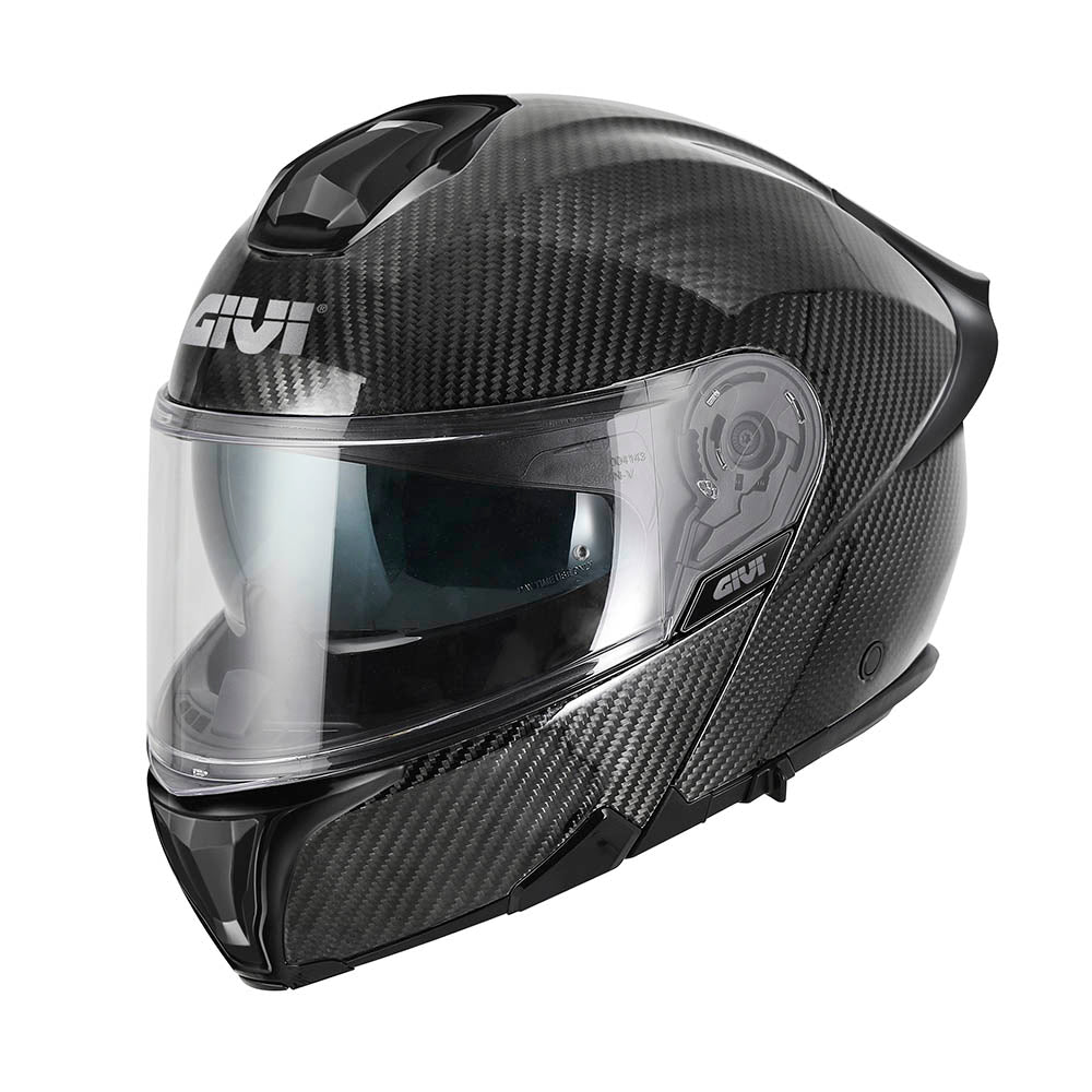 Givi X50 Carbon Solid Color HX50CCRSD casco modulare carbonio lucido – vista di tre quarti anteriore