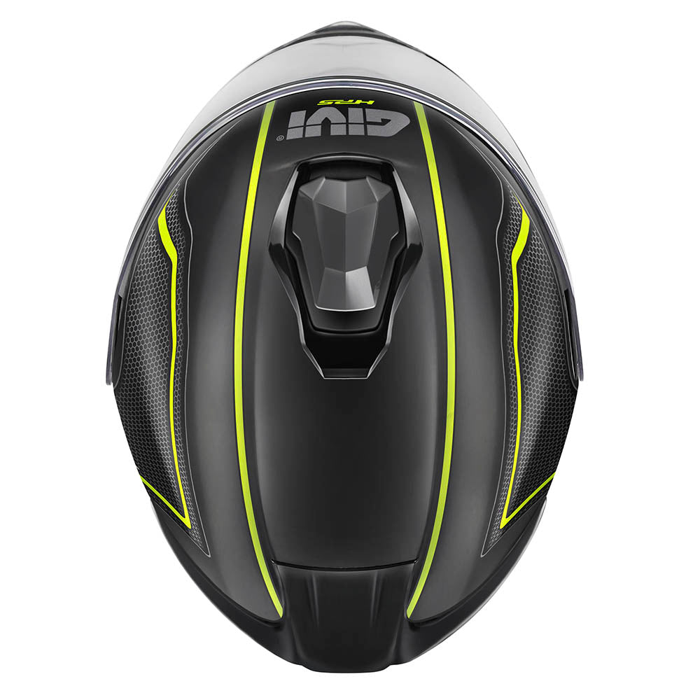 Givi X50 Fiber Hologram HX50FHGBY casco modulare nero opaco/titanio/giallo – vista dall'alto