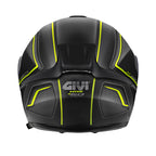 Givi X50 Fiber Hologram HX50FHGBY casco modulare nero opaco/titanio/giallo – vista posteriore