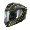 Givi X50 Fiber Hologram HX50FHGBY casco modulare nero opaco/titanio/giallo – vista di tre quarti anteriore