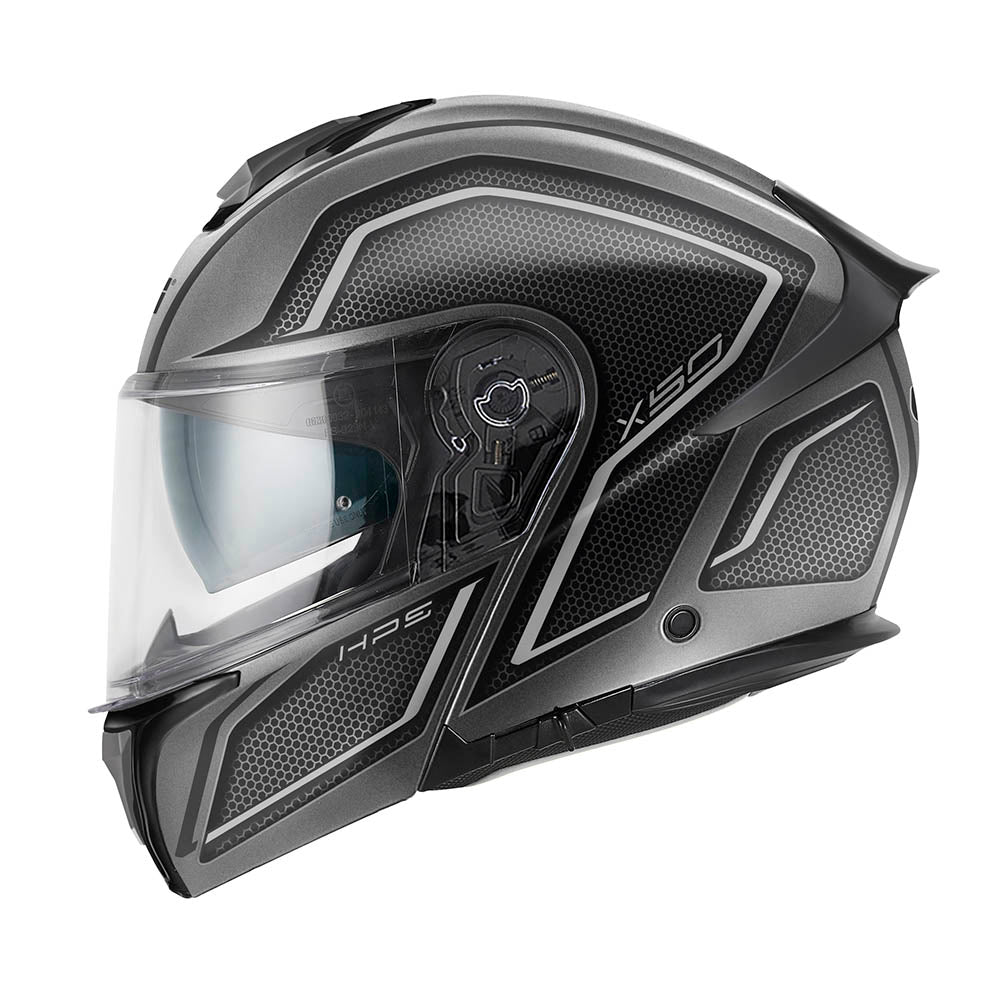 Givi X50 Fiber Hologram HX50FHGTB casco modulare titanio opaco/nero/grigio/argento – vista laterale