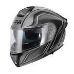 Givi X50 Fiber Hologram HX50FHGTB casco modulare titanio opaco/nero/grigio/argento – vista di tre quarti anteriore
