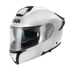 Givi X50 Fiber Solid Color HX50BB910 casco modulare bianco lucido – vista di tre quarti anteriore