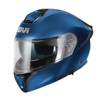 Givi X50 Fiber Solid Color HX50BB509 casco modulare blu opaco metallizzato – vista di tre quarti anteriore