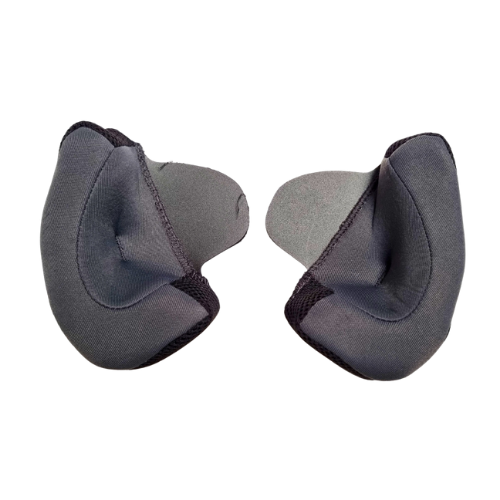 Coppia di guanciali interni Momo Design antracite per casco FGTR e Avio E2205, lato in tessuto rivolto verso le guance