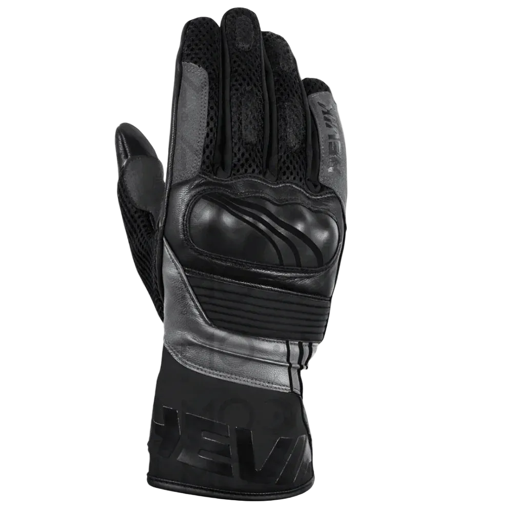 Guanti moto estivi Hevik Helios HGS109BG neri e grigi, dorso con protezione rigida sulle nocche