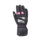 Guanti moto donna Hevik Minerva Lady HGW215FB neri con inserti rosa, dorso con logo Hevik e manicotto lungo