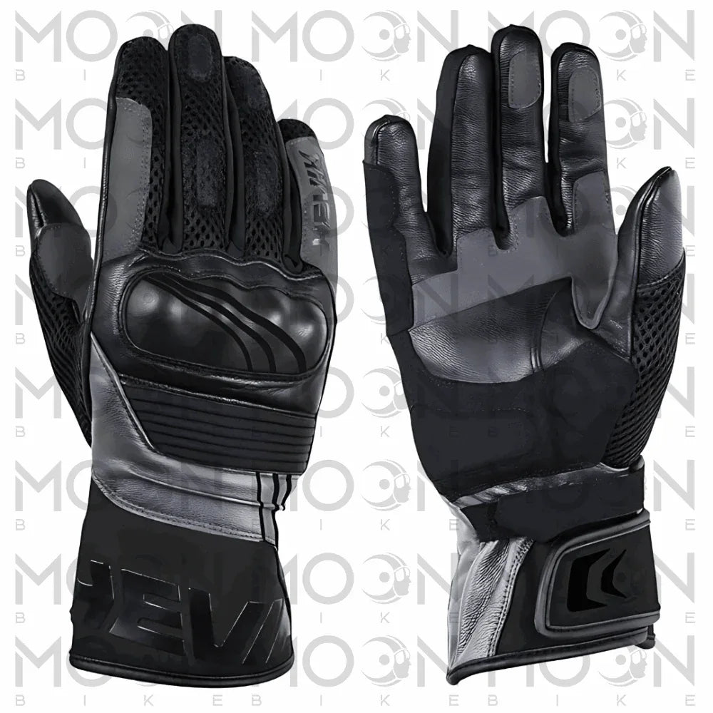 Hevik Guanti Moto Estivi HEVIK Helios - Pelle Touch CE - Adventure Touring Nero/Grigio Nero Guanti da moto - Moon Bike - Vista 2