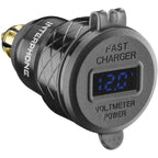 Interphone ACCDIN2USBACVOLT adattatore presa DIN a due USB, vista frontale con coperchio chiuso