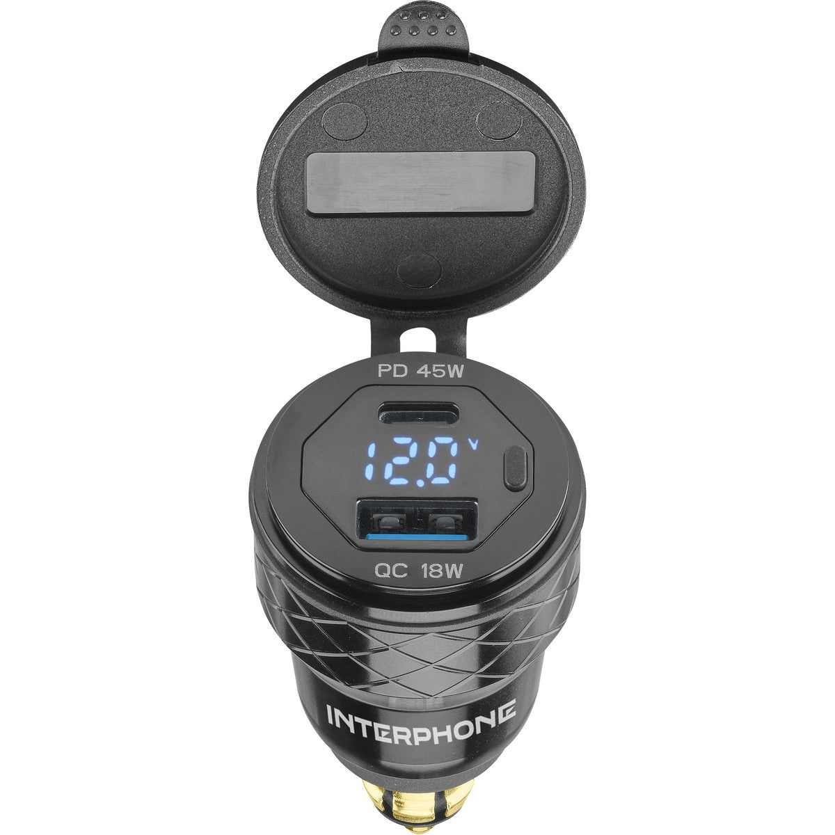 Interphone ACCDIN2USBACVOLT adattatore DIN in verticale con porte USB e voltmetro in vista