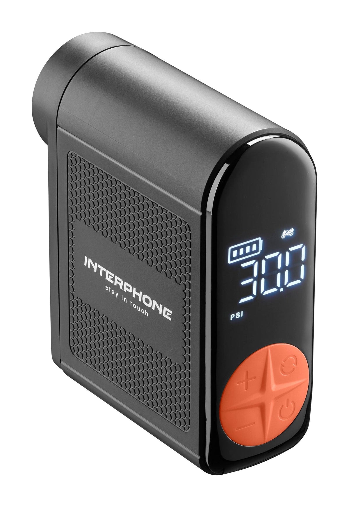Interphone Air Pump Mini Compressore Portatile 3000 mAh INTERPHOAIRPUMP3K: vista frontale con display acceso