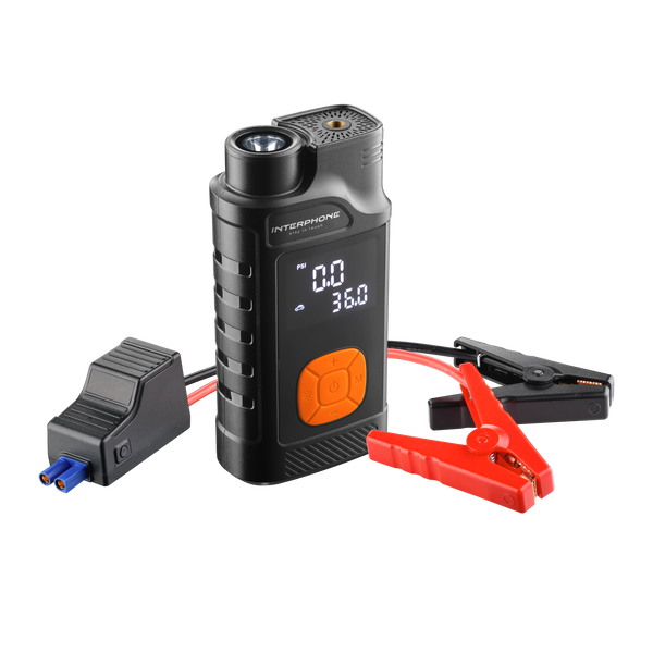 Interphone Air Pump Power Avviatore di Emergenza con Compressore INTERPHOAIRPUMP6KJ: compressore con cavi e pinze per avviamento