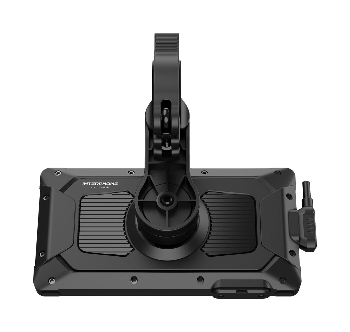 Interphone RideSync Display Moto Apple CarPlay e Android Auto 5,5" INTERPHORIDESYNC: vista posteriore con attacco del supporto