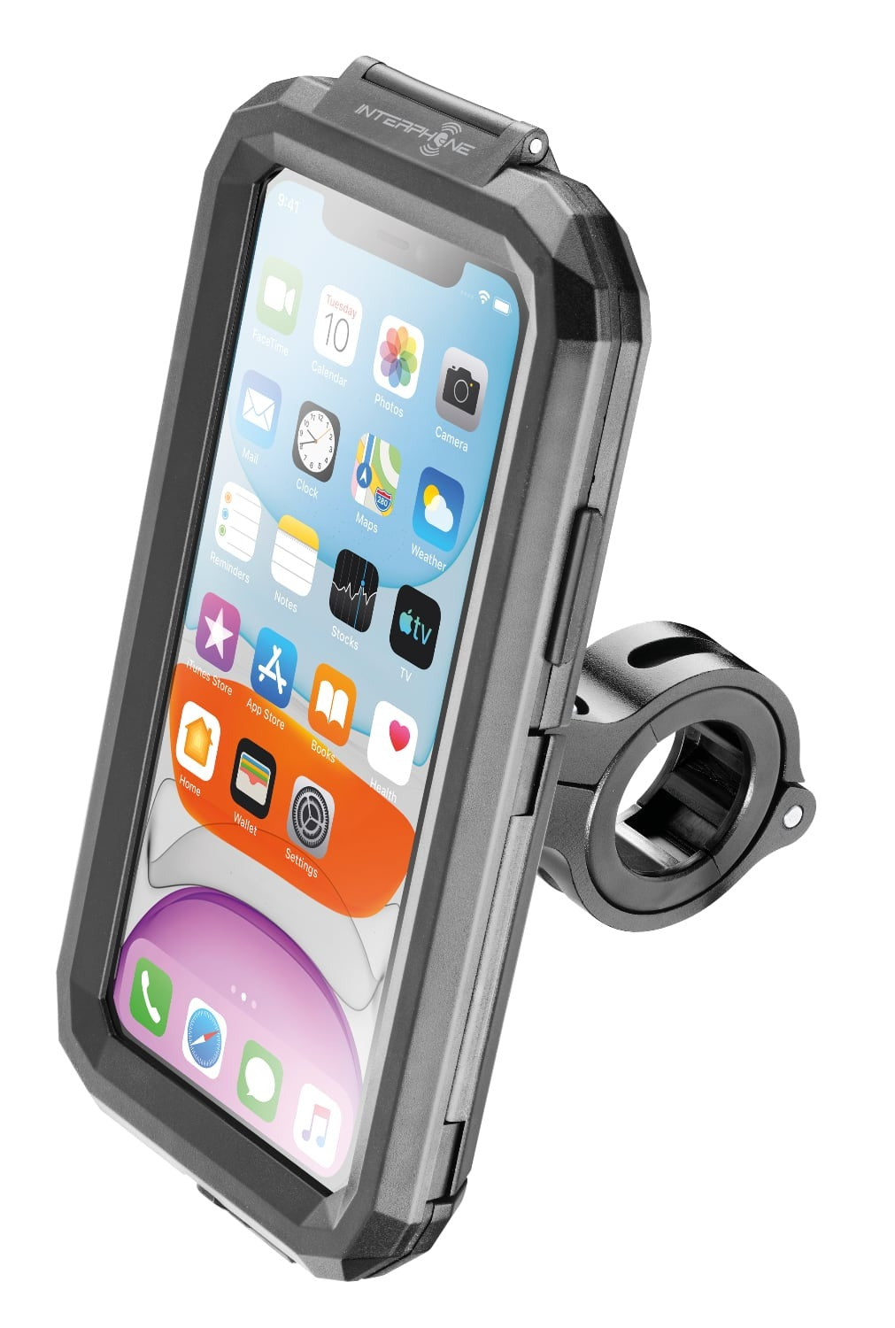 Interphone Armor Pro Custodia Rigida Moto per Telefono fino a 6,7" SMARMORPRO: custodia rigida con telefono montata su staffa da manubrio
