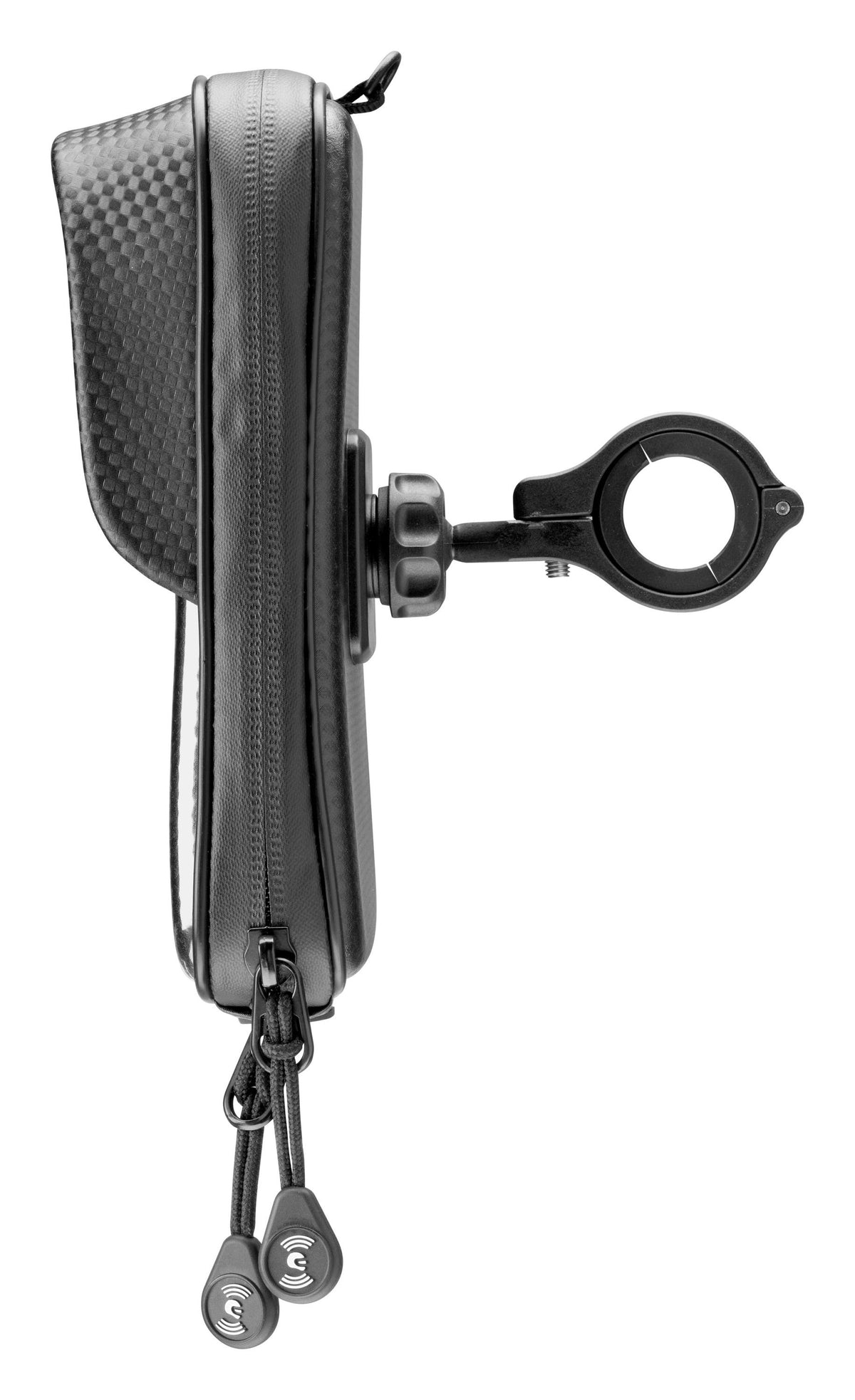Interphone Master Pro Custodia Moto con Zip per Smartphone fino a 6,7" SMMASTERPRO: vista laterale con staffa da manubrio